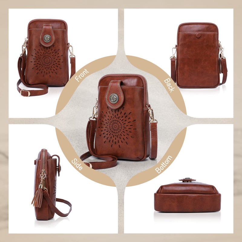 APHISON Small Crossbody Bags for Women, Lightweight Vegan Leather Cell Phone Purse, Cute Purses with Tassels - Image 5